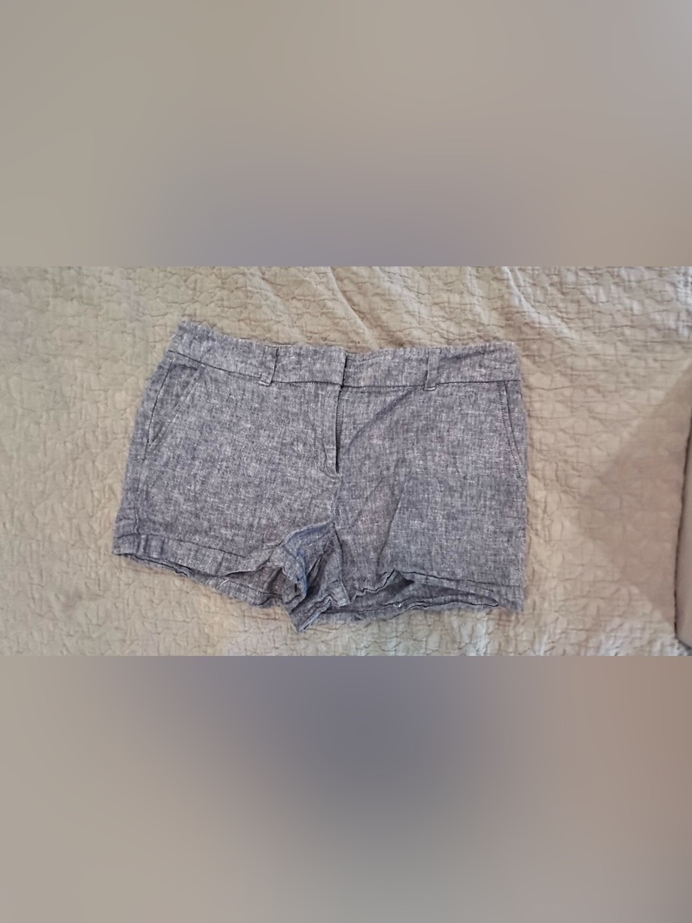 LOFT Blue Chambray Linen-Blend Bermuda Shorts